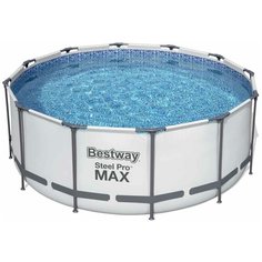 Каркасный бассейн Bestway Round Steel Pro Max (круг) 3.66 х 1.22 м, (фильтр-насос,тент, лестница)