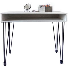 Туалетный столик СТ Ретро, Белый бетон пайн/ черный Make Mebel