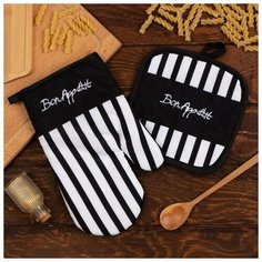 Кух. набор Доляна "Bon appetit" прихватка 17*17 см, варежка-прихватка 26*16 см, 100% п/э 6491115