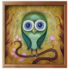 Алмазная мозаика Color KIT «Совенок» (Частичная выкладка, 30х30 см, круглые непрозрачные стразы)
