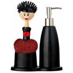 Набор кухонных принадлежностей на подставке Vigar Dolls 4538, черный/красный