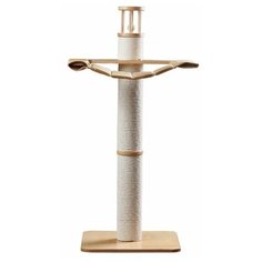 Когтеточка MYSNOOPY Big Post 110 см с гамаком, цвет в лаке, ткань бежевая