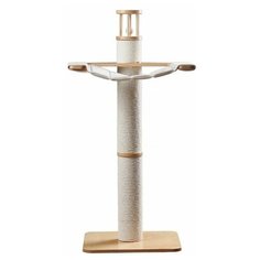 Когтеточка MYSNOOPY Big Post 110 см с гамаком, цвет в лаке, ткань белая