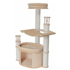 Когтеточка домик MYSNOOPY Beauty-1 (139 см), цвет в лаке подушки бежевые