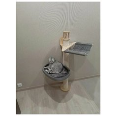 Когтеточка MYSNOOPY Comfort-1С ( 120 см), цвет в лаке серые подушки