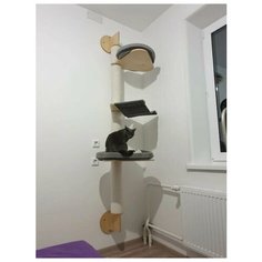 Когтеточка MYSNOOPY Sky (210 см), цвет в лаке серые подушки