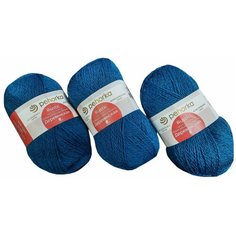 Пряжа для вязания Пехорка "Деревенская", 100% полугрубая шерсть, цвет: морская волна- (14), 250 м, 100 г, 3шт