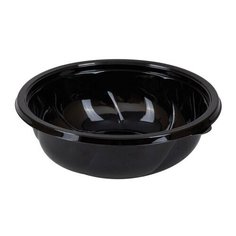 Одноразовые контейнеры круглые, 1000 мл, комплект 75 шт., без крышек, ПЭТ, черные, крышки 605111 Стиролпласт