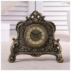 Часы настольные Quartz "Каминные", цвет золотой, 21*19*6,5 см Рубин