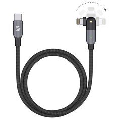 Кабель USB-С - Lightning, поворотный коннектор, 3A, 1.2м, алюминий, нейлоновая оплетка, 60 Вт, Deppa