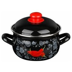 Кастрюля стальная эмалированная, 3.8 л, серия Перчик, PERFECTO LINEA (подходит для всех типов плит, включая индукцию) (50-367838)