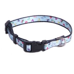 Ошейник 15мм, 30-40см JOY стропа бабочки на голубом для собак J.O.Y.