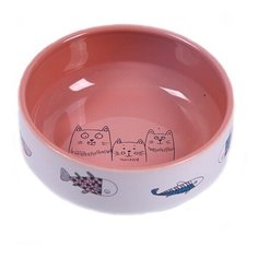 Миска для кошек "Коты с рыбками"/Миска для собак/12,5см - диаметр/380мл/Керамическая J.O.Y.