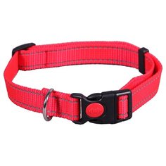 Ошейник 25мм, 45-70см L JOY стропа красная со светоотражающими элементами для собак J.O.Y.