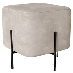 Пуфик Bruno. Белый пыльный. Мягкий пуфик/квадратный пуф/пуф в прихожую/пуфик в спальню/пуф в коридор. Замша. Supera Luxemebel