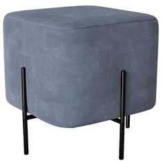 Пуфик Bruno. Синий пыльный. Мягкий пуфик/квадратный пуф/пуф в прихожую/пуфик в спальню/пуф в коридор. Замша. Supera Luxemebel