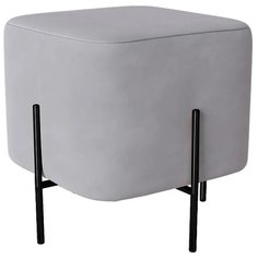 Пуфик Bruno. Светло-серый. Мягкий пуфик/квадратный пуф/пуф в прихожую/пуфик в спальню/пуф в коридор. Велюр. Supera Luxemebel