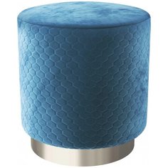 Пуф малый Hollywood Silver со стежкой. Цвет Темно-голубой. Мягкий пуфик. Пуф в прихожую, для спальни, для гостиной, для детской. Supera Luxemebel