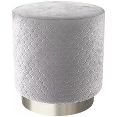 Пуф малый Hollywood Silver со стежкой. Цвет Светло-серый. Мягкий пуфик. Пуф в прихожую, для спальни, для гостиной, для детской. Supera Luxemebel