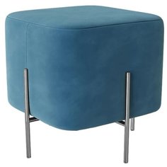 Пуфик Archy. Темно-голубой. Мягкий пуфик/квадратный пуф/пуф в прихожую/пуфик в спальню/пуф в коридор. Велюр. Supera Luxemebel
