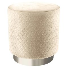 Пуф средний Hollywood Silver со стежкой. Цвет Светло-бежевый. Мягкий пуфик. Пуф в прихожую, для спальни, для гостиной, для детской. Supera Luxemebel