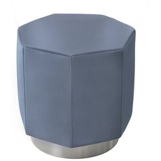 Пуф Crystal. Синий. Антивандальная замшевая ткань. Мягкий пуфик, круглый пуф, пуф в прихожую, пуфик в спальню, пуф в коридор. Supera Luxemebel
