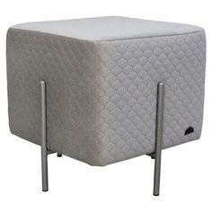 Пуфик Wings со стежкой. Светло-серый. Синий. Мягкий пуфик, квадратный пуф, пуф в прихожую, пуфик в спальню, пуф в коридор. Supera Luxemebel