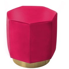 Пуф Crystal. Ярко-розовый. Велюр. Мягкий пуфик, круглый пуф, пуф в прихожую, пуфик в спальню, пуф в коридор. Supera Luxemebel