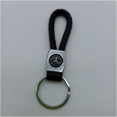 Брелок Mercedes-Benz чёрный, с канатиком, металл и кожа