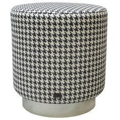 Пуф средний Hollywood Silver. Принт Гусиная лапка. Мягкий пуфик. Пуф в прихожую, для спальни, для гостиной, для детской. Supera Luxemebel