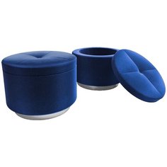 Пуф большой Hollywood Silver с хранением. Цвет Синий. Мягкий пуфик. Пуф в прихожую, для спальни, для гостиной, для детской. Supera Luxemebel