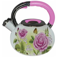 Чайник со свистком 3л Peterhof PH-15609 розовый-зеленый