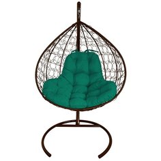 Подвесное кресло M-GROUP XL с ротангом коричневое , зеленая подушка