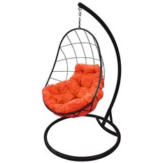 Подвесное кресло-кокон M-GROUP Овал, черный/оранжевый