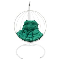 Подвесное кресло M-GROUP Круг без ротанга белое , зеленая подушка