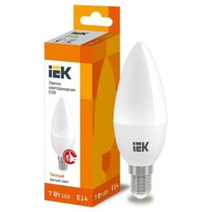 Лампа светодиодная ECO C35 7Вт свеча 3000К E14 230В ИЭК LLE-C35-7-230-30-E14 (упаковка 10 шт) IEK