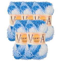 Пряжа Visantia Zikzak секционного крашения, 100 % полиэстер, 100 г, 100 м, 5 шт., №3327 бл.голубой-голубой