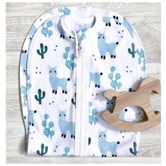 Многоразовые пеленки Mjolk Ламы 6-9 кг голубой/белый