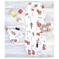 Многоразовые пеленки Mjolk Кокон и шапочка Лисички 23249 р.68 белый