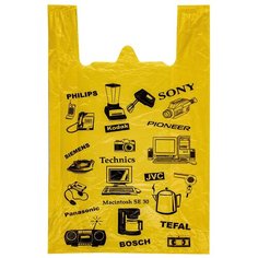 Пакет Майка 38см(+19)*60см, 17мкм, желтая, "Электроника" Web Pack