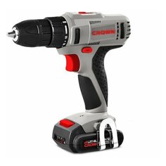Дрель-шуруп. акк 12В/1,5Ач x2Li, зар1час, БЗП10мм, 18ступ, 0-400/1400/мин, 17Нм, кейс, 1,0кг Crown