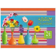 Альбом для рисования 24л А4,склейка,обл.мел.карт яркие букеты (24-6085) 4 штуки Проф Пресс