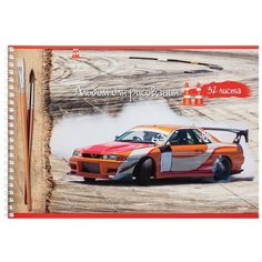 Альбом для рисования А4 32л,греб,мел.карт.гоночная машина на треке 32-6358 3 штуки Проф Пресс