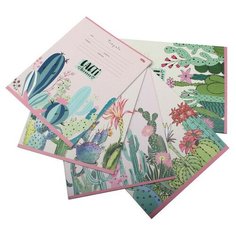 Тетрадь школьная А5,12л,клетка цветущие кактусы 12-3708 5видов 14 штук Проф Пресс