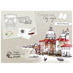 Скетчбук А5,40л,обл.мелов.карт,глянц.лам,альбомный венеция 40-3911 4 штуки Проф Пресс