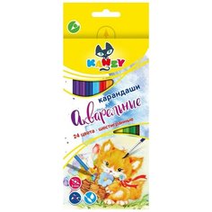 Карандаши цветные акварельные 24 цв 6-гран, ВКФ Мой друг котёнок,WCP- 2024 Воскресенская карандашная фабрика