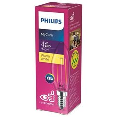 Лампа светодиодная Philips LED Classic 4-40W B35 E14 тепл. филам. свеча 2 штуки