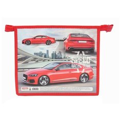Папка для тетрадей красный автомобиль А5 на молнии пластик, ПТ-5995 Проф Пресс