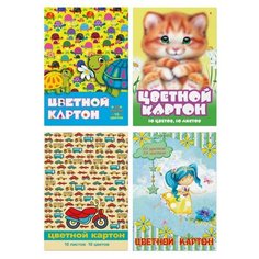 Картон цветной 10л.10цв,А4 мультики 82697 в ассорт 4 штуки Альт