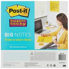 Стикеры мега Post-it Super Sticky BN11, 280х280 неон желтый, 30 л